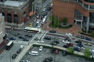 BALTIMORE, USA - APRIL 25 2019 - Town traffic jam in rush hour photo