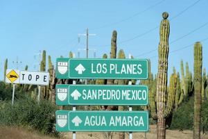 Baja california sur los planes san pedro mexico agua amarga road sign photo