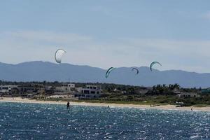 LA VENTANA, MEXICO - FEBRUARY 16 2020 - kite surfering on the windy beach photo