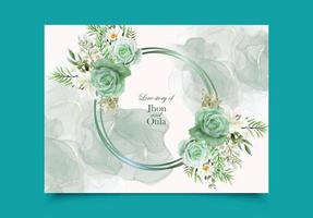 wedding invitation card set with a beautiful flowers design eps vector design