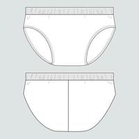 Underwear Technical Fashion flat sketch vector illustration template front and back views.