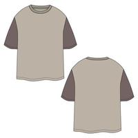 Oversize T shirt technical fashion flat sketch vector illustration template front and back views.