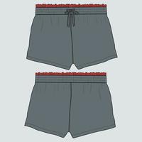 Sweat Shorts pant technical fashion flat sketch vector illustration template front and back views.