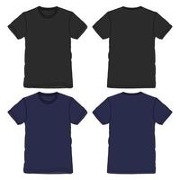 T shirt technical fashion flat sketch vector illustration template Front and back views.