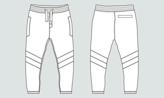 pantalones de chándal jogger de tela polar general técnica moda plano boceto vector ilustración plantilla frontal, vistas traseras.