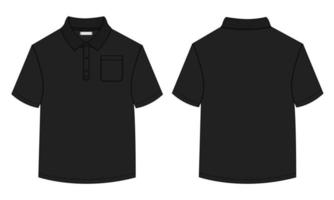 Short sleeve Polo shirt Overall technical fashion Drawing Flat sketch template front and back view. apparel dress design vector illustration mock up Polo tee