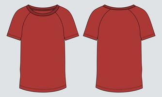 T shirt technical fashion flat sketch vector illustration template Front and back views.