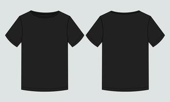 T shirt technical fashion flat sketch vector illustration template Front and back views.