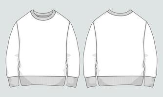 Sweatshirt Technical fashion flat sketch vector illustration template front and back views