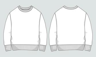 Sweatshirt Technical fashion flat sketch vector illustration template front and back views