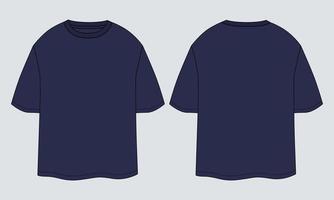 Oversize T shirt technical fashion flat sketch vector illustration template front and back views.