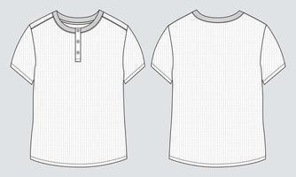 T shirt technical fashion flat sketch vector illustration template Front and back views.