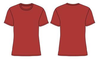 T shirt technical fashion flat sketch vector illustration template Front and back views.