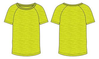 T shirt technical fashion flat sketch vector illustration template Front and back views.