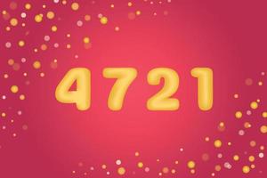 4721 Chinese lunar new year. Vector red background with 3d golden numbers 4721. 2023 year in China