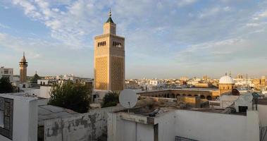 Blick auf die alte Medina von Tunis, Unesco. Rund 700 Denkmäler, darunter Paläste, Moscheen, Mausoleen, Medressen und Brunnen, zeugen von dieser bemerkenswerten historischen Stadt. video