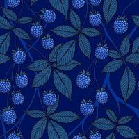 BLUE SEAMLESS VECTOR BACKGROUND WITH LIGHT BLUE BLACKBERRY FRUITS