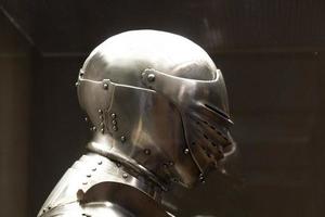 Medieval armor iron helmet detail photo