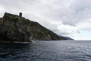 MONTEROSSO, ITALY - SEPTEMBER 23 2017 - Tourist in  Cinque Terre on rainy day photo