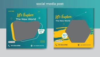 Travel and tour agency social media promotion and web banner template vector
