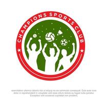 Youth Sports Club Logo Design, Sports Academy vector logo design. cricket, football, Volleyball, badminton sports club logo.