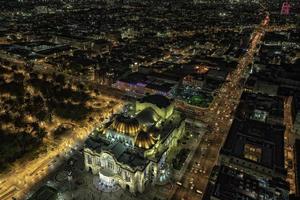Mexico city arts palace aerial night view photo