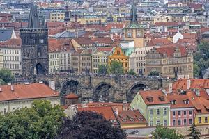 prague charles bridge aerial view photo