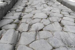 pompei ruins roman path street pedestrian walk photo