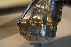 Medieval armor iron glove detail photo