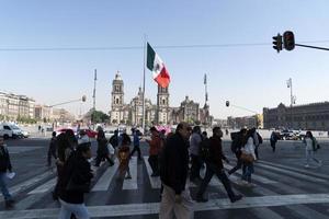 MEXICO CITY, MEXICO - JANUARY 30 2019 - Zocalo main town square crowded of people photo