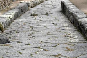 pompei ruins roman path street pedestrian walk photo