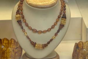 Amber necklage in jewelry photo