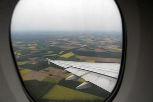 Farmed fields aerial view panorama photo