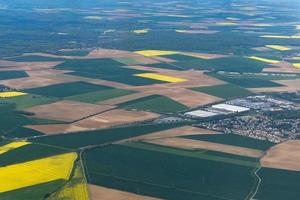 Farmed fields aerial view panorama photo