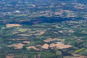 Farmed fields aerial view panorama photo