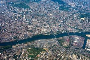 Seine river paris region aerial view photo