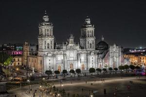 mexico city zocalo main place at night photo