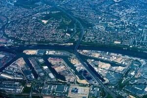 Seine river paris region aerial view photo