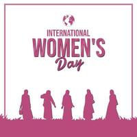 día Internacional de la Mujer. ilustración vectorial diseño con mujer con hijab ilustración vectorial vector