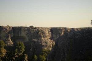 Mountain gorge on summer day. Camping in mountains. Beautiful landscape. photo