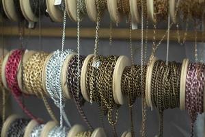 Decorations for girls. Lots of chains for decoration. Thread coils. photo