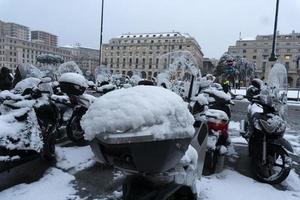 GENOA, ITALY - JANUARY 23 2019 - Town under the snow photo