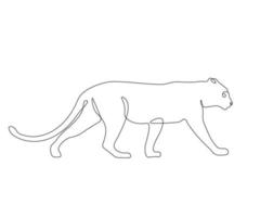 panther walking,hand drawn, continuous mono line, one line art vector