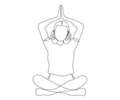 abstract woman without a face doing yoga ,hand drawn, continuous mono line, one line art vector