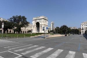 GENOA, ITALY - APRIL 5 2020 - Downtown streets are desert due to coronavirus covid quarentine photo