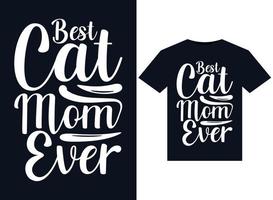 las mejores ilustraciones de mamá gato para el diseño de camisetas listas para imprimir vector