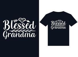 benditas ilustraciones de la abuela para el diseño de camisetas listas para imprimir vector