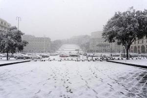 GENOA, ITALY - JANUARY 23 2019 - Town under the snow photo