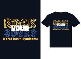 rock your socks world ilustraciones de síndrome de down para el diseño de camisetas listas para imprimir vector