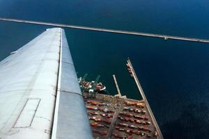 genoa town airport on harbor aerial view photo